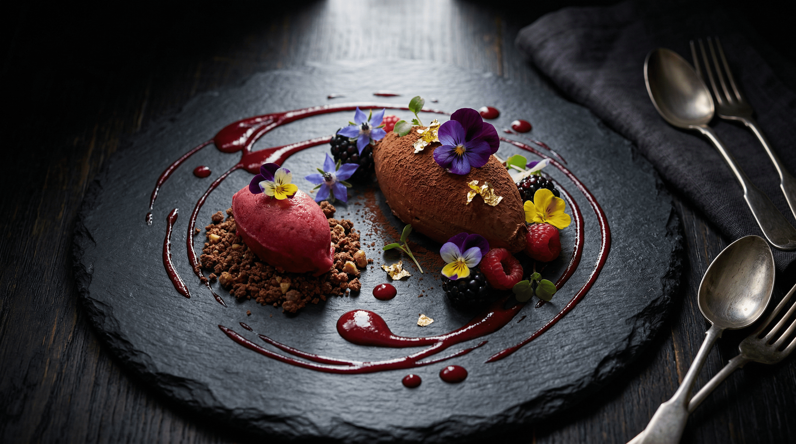 Fine dining dessert plating